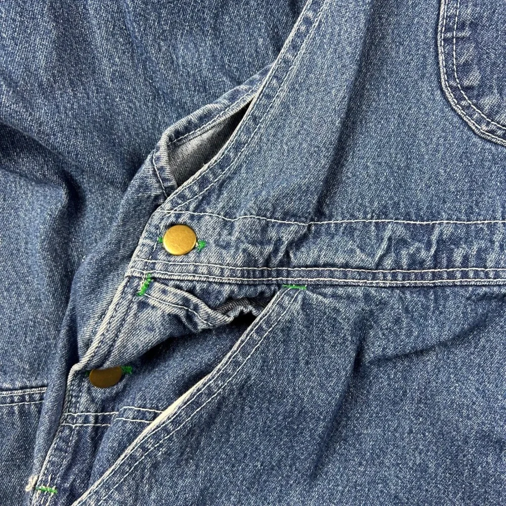 King Size Overalls Mens 48x38 Blue Denim Bib Workwear Big and Tall 48x35 Raw Hem